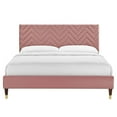 thumbnail image 3 of Modway Leah Chevron Tufted Performance Velvet King Platform Bed - Dusty Rose, 3 of 8