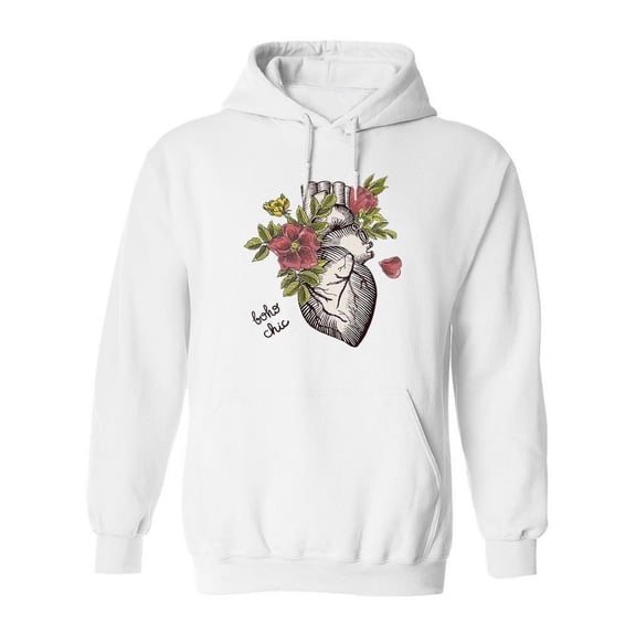 Floral Heart Boho Chic Design Hoodie Women -Image by Shutterstock, Female 5X-Large