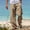 Khaki, variant on Men Pants Men's Fall Cuffed Pants Multi Pocket Tether Solid Trousers Relaxation Length Pants Cargo Pants for Men 50% Off Clear