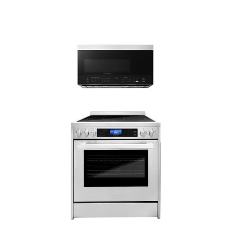 Cosmo 2 Piece Kitchen Appliance Package with 30  Over the Range Microwave & 30  Freestanding Electric Range Kitchen Stove Kitchen Appliance Bundles