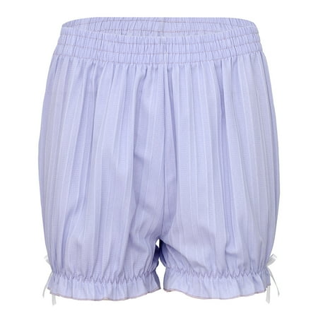 Alvivi Women Frilly Bloomers Shorts Elastic Waistband Solid Loungewear Underwear Pettipants Purple L