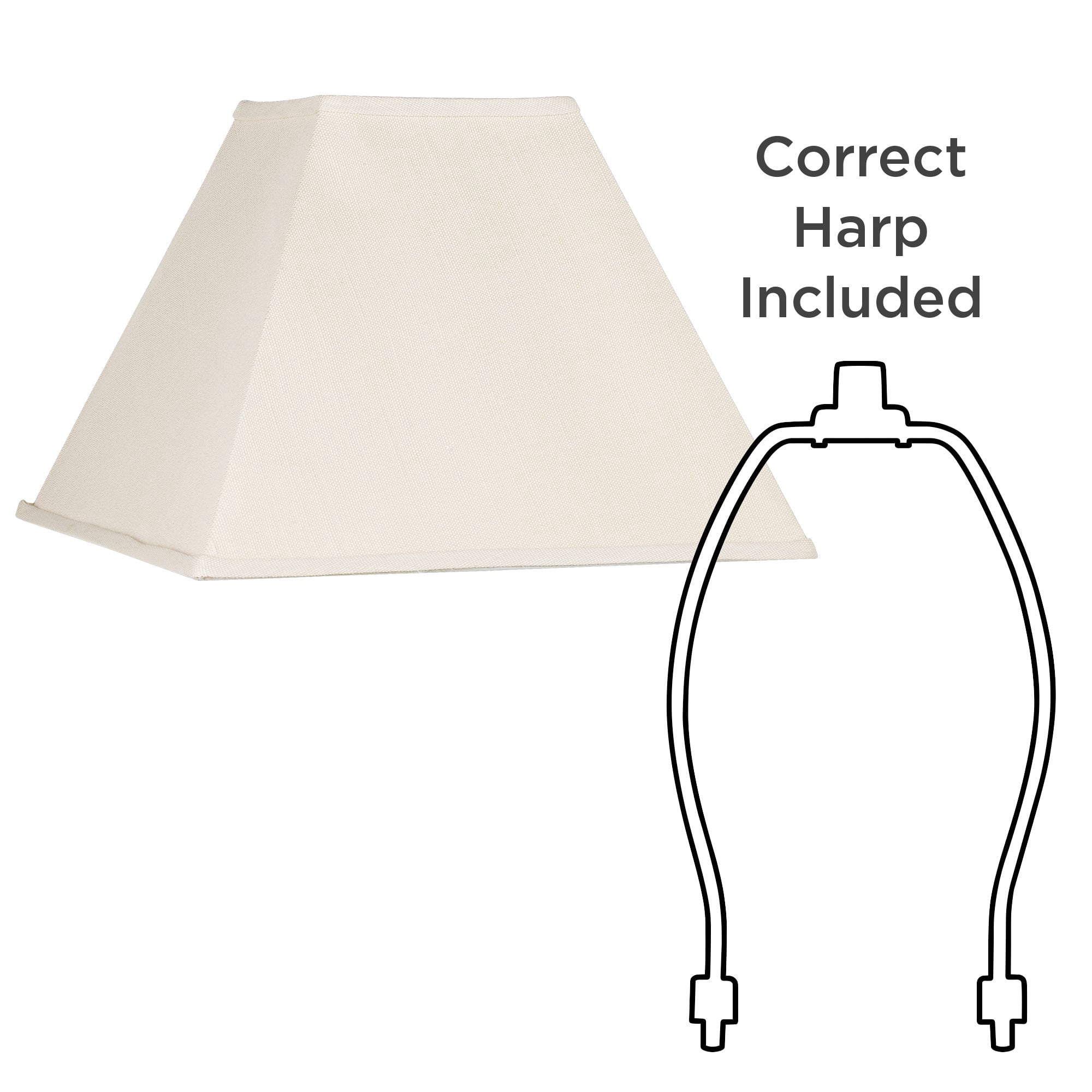 Springcrest Collection Set of 2 Square Lamp Shades Beige Large 7" Top x 17" Bottom x 13" Slant Spider with Replacement Harp and Finial Fitting