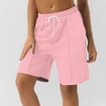 thumbnail image 2 of Womens  Shorts Drawstring Waist Running Shorts Casual Loose Long Yoga Shorts with Pockets pink Large, 2 of 5