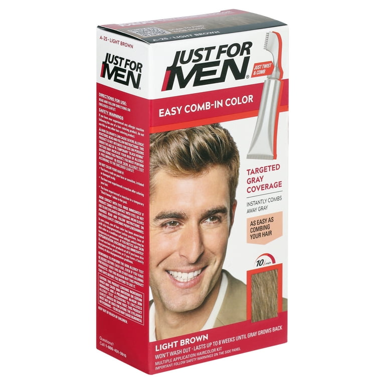 Just For Men Easy Comb-in Hair Color for Men with Applicator, Light Brown,  A-25