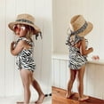thumbnail image 3 of Xingqing Newborn Baby Kids Girls One Piece Ruffle Solid Color Zebra Print Swimwear, 3 of 10