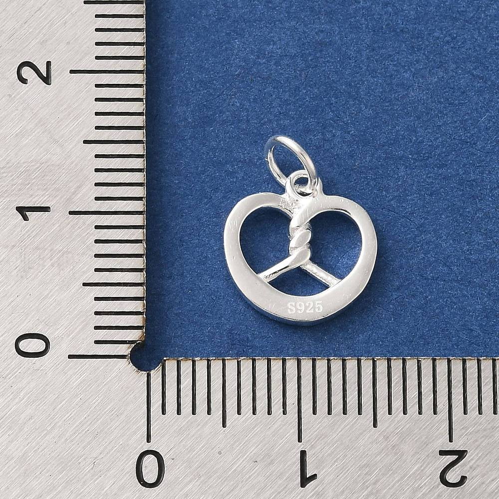 925 Sterling Silver Imitation Food Charms Pretzel 11x10x1.5mm Hole: 2.5mm
