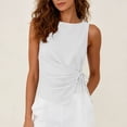 thumbnail image 5 of BUIGTTKLOP Womens Cotton Linen Crop Tank Tops Tie Wrap Sleeveless Ruched Boat Neck Shirts Casual Summer Beach Going out Tops, 5 of 7