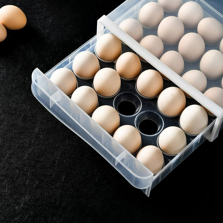 Egg Holder for Refrigerator 24 Grid,Drawer Type Egg Storage Box Plastic Egg  Fresh Storage Container Egg Organizer Case for Fridge