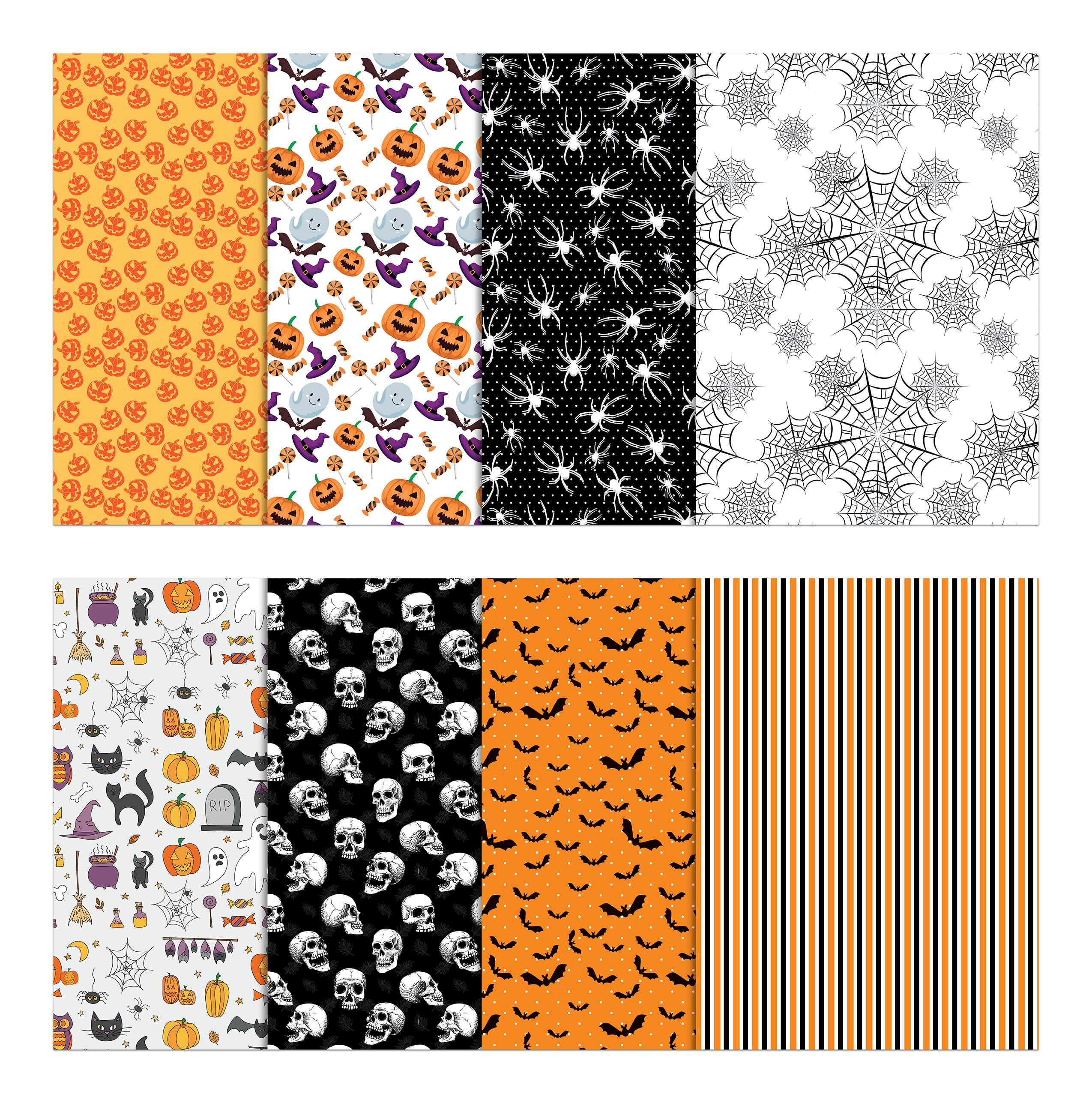 Soimoi 8 Pc Fat Quarter Bundle,HalloweenPrint 18"x 22"DIY Patchwork-100% CottonPre-Cut Quilting Fabric Orange & Black
