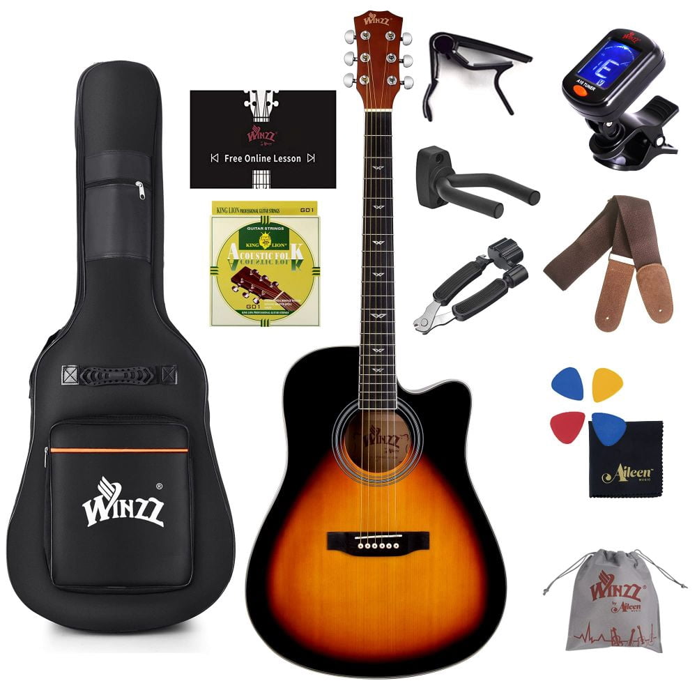 41 Inches Acoustic Cutaway Guitar Package for Beginners Students Kids
