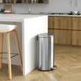 thumbnail image 3 of iTouchless SoftStep Semi-Round Stainless Steel Step Trash Can with Hinged Lid 7.93 Gallon (IP08DSS), 3 of 7