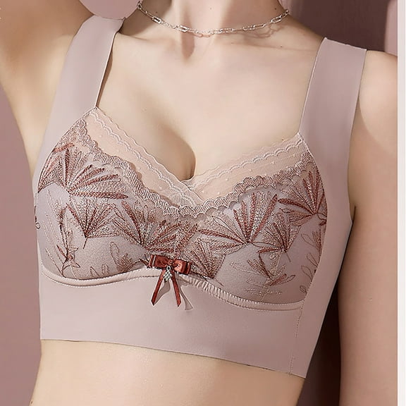 Busydd Plus Size Bras for Women for Large Bust Supportive Push Up Bra No Underwire Lace Bralettes for Women Comfy Breathable Wireless Everyday Bras