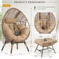 thumbnail image 4 of RADIATA 2 PCS Brown Oversized Wicker Egg Chair with Legs and Ottoman Outdoor Indoor Large Egg Basket Lounge Recliner Chair with Footstool for Bedroom Patio Balcony Front Porch Garden, 4 of 9