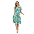 thumbnail image 3 of Pompotops Robe Décontractée à Manches Courtes Imprimée Florale Boho Col en V, 3 of 9
