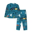 thumbnail image 2 of Kll Construction Trucks Print Women'S Long Sleeve Pajamas With Pants Sleepwear Loungewear 2 Set-Large, 2 of 9
