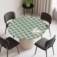 thumbnail image 2 of Round Fitted Tablecloth with Elastic Edge, Sage Green Morocco Waterproof Table Cloth Table Cover for 36"-44" Tables, Minimalist Boho Ethnic Abstract Motif Tablecloths for Dining Picnic Party Outdoor, 2 of 9