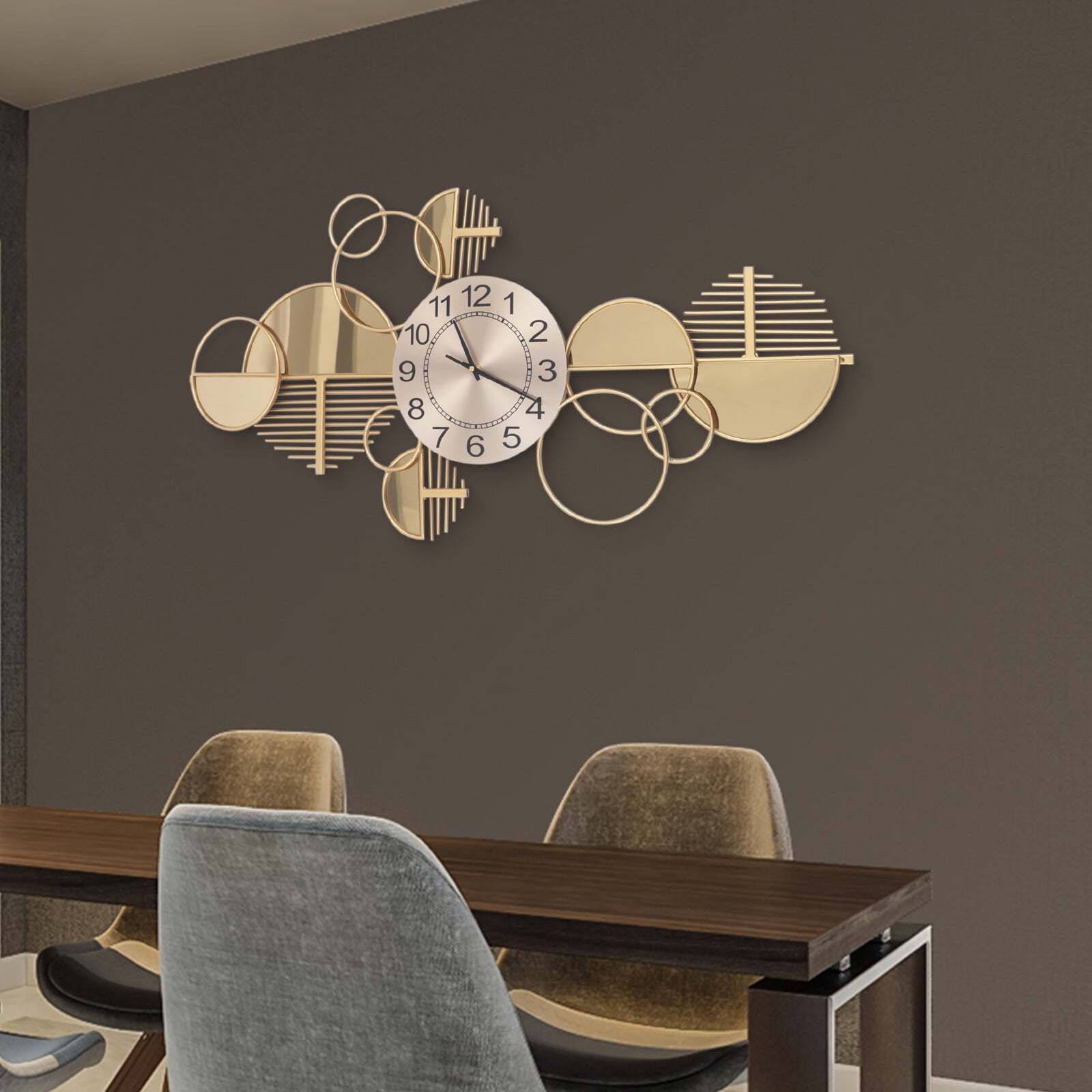 HOHOBLA Large Luxury Gold Wall Clock Nordic Style Metal Clocks Home Living Room Decor for Studies, Offices, Bedrooms