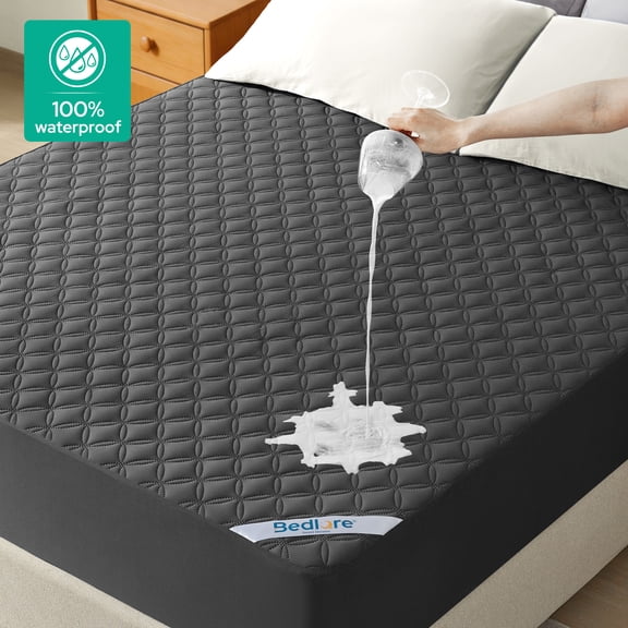 BEDLORE Waterproof Mattress Protector Queen Size, Mattress Cover with Deep Pocket Fitted 6"-18", Noiseless and Soft (Gray)