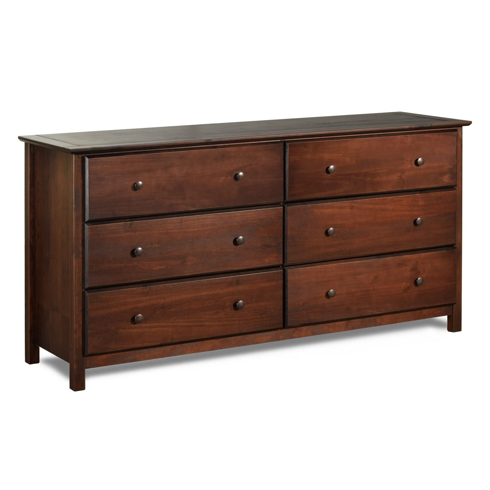Grain Wood Furniture Shaker 6-Drawer Dresser, Solid Wood with a Cherry Finish