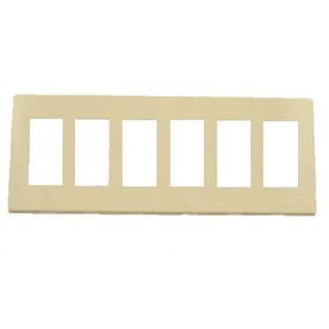 Leviton 80326-I 6-Gang Decora Wallplate Screwless, Ivory
