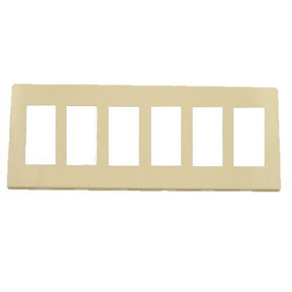 Leviton 80326-I 6-Gang Decora Wallplate Screwless, Ivory