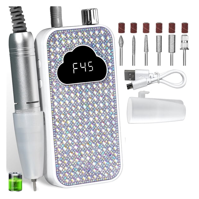 Machine à Percer les Ongles Portable 45000RPM Rechargeable Sans Fil Manucure Électrique Perceuse à Ongles, Largement Utilisation