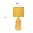 thumbnail image 4 of Simple Designs 15.94" Glow & Flow Minimalist Grooved Ceramic Table Lamp, Monochromatic Fabric Shade, Textured Accent Lighting, For Bedroom, Office, Living Room, Yellow, 4 of 6