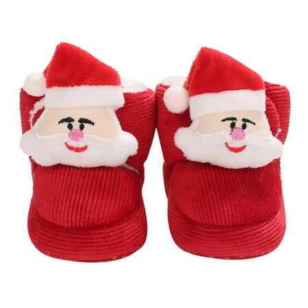 TJAZFJPA Kids Dress Shoes Winter Children Baby Toddler Shoes Boys and Girls Cotton Shoes Solid Color Hook Loop Warm and Comfortable Cute Cartoon Christmas Santa Toddler Running Shoes Kids Tennis Shoes