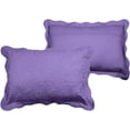 thumbnail image 1 of 2-Piece Embroidered Cotton Quilted Bed Pillow Shams Rustic Solid Color Soft Decorative Pillow Cases Set (Purple,20"x28"), 1 of 5