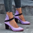 thumbnail image 6 of Clearance VerPetridure Women's Sandals Summer Casual Single Shoes High Heel Buckle Square Heel Patchwork Pump Sandals, 6 of 8