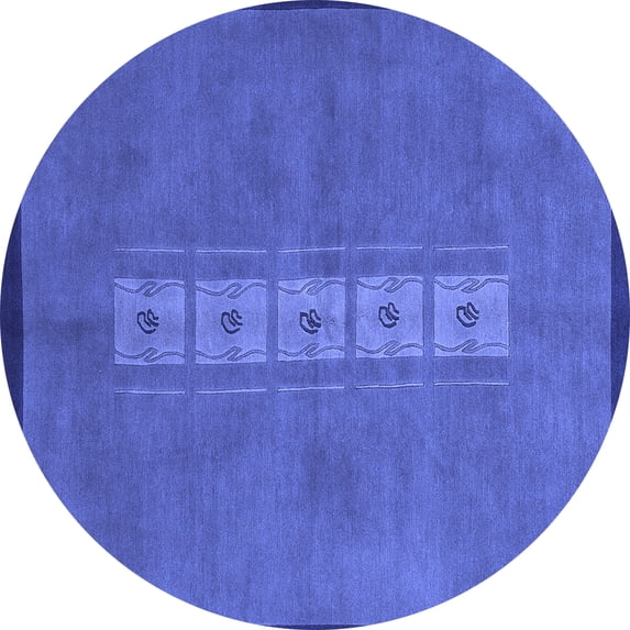 Ahgly Company Indoor Round Abstract Blue Modern Area Rugs, 3' Round