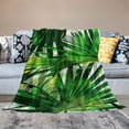 thumbnail image 2 of JRXY Palm Leaf Realistic Vivid Leaves of Palm Tree Growth Ecology Botany Themed Print Fern Green White Flannel Fleece Blanket White, 2 of 6