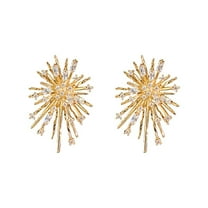 HUANLEDASH 1 Pair Stud Earrings Shiny Rhinestone Inlaid Starburst Design Ear Studs Long-Lasting Color Earrings Jewelry Gift