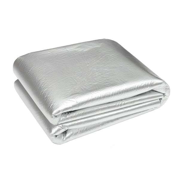 Unique Bargains 394mil 10mm 21.5sqft Alfombra de insonorización para coche Material de escudo térmico de papel de aluminio universal para capó de barco cubre motor 78.74"x39.37" Tono plateado