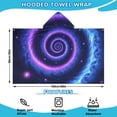 thumbnail image 2 of Blue Purple Tie Dye Mandala Pattern Hooded Bath Towel，60"x35" for Ages 3 To 12 Kids, Quick Dry Lightweight Soft Microfiber Hood Beach Towel Cover Up for Kids, 2 of 7