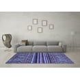 thumbnail image 3 of Ahgly Company Machine Washable Indoor Square Abstract Blue Modern Area Rugs, 3' Square, 3 of 4