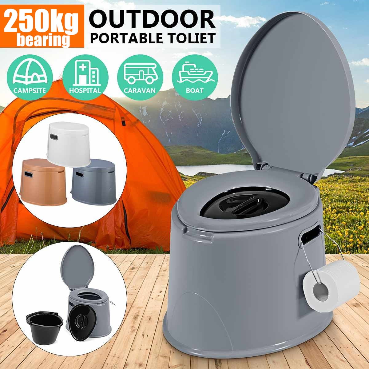 6L PORTABLE TOILET POTTY LOO POOL CAMPING SANITATION COLLAPSIBLE WATER BUCKET 