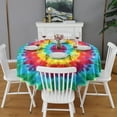 thumbnail image 2 of Rainbow Tie Dye Circular Pattern Round Tablecloth 60"x60",Wrinkle Wipeable Table Cloth for Kitchen Dining Room Picnic Patio Party, 2 of 6