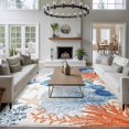 thumbnail image 4 of Sea Corals Seahorse Washable Living Room Rugs 5'x8', Summer Beach Sea Stars Low Pile Throw Large Area Rug Non-Slip Sturdy Edge Binding Carpet for Living Room Kitchen Office, 4 of 9