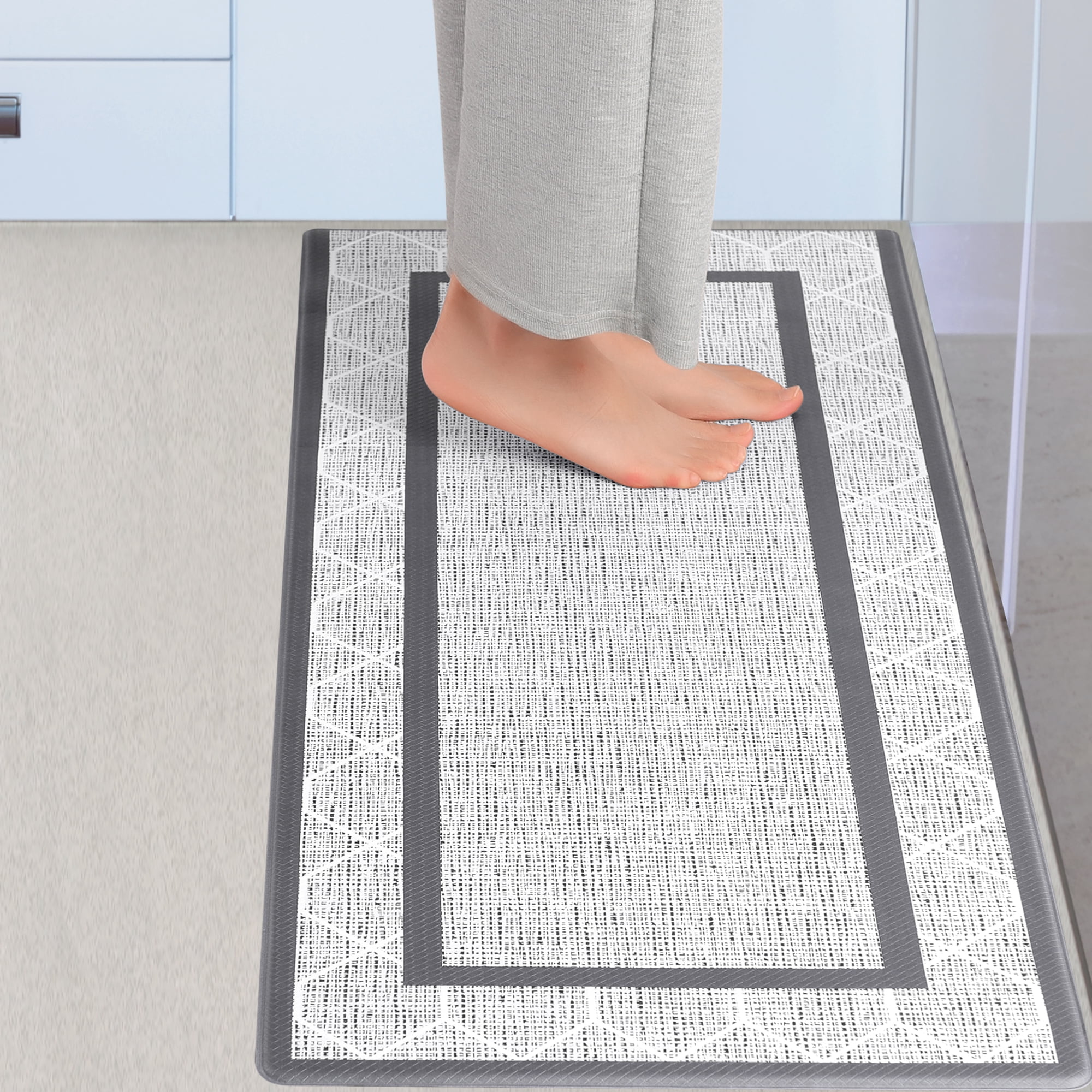 Unique Bargains Machine Washable Kitchen Rug Non-Slip Kitchen Runner Rugs Floor Mats Beige 18" x 48"