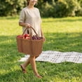 thumbnail image 4 of YujiCraft Storage Basket, Large Wicker Fruit Basket, 15" x 9.1" x 8.7" Opening, Supermarket Shopping Basket, Picnic Basket with Handles, Rustic Home Storage, 4 of 7