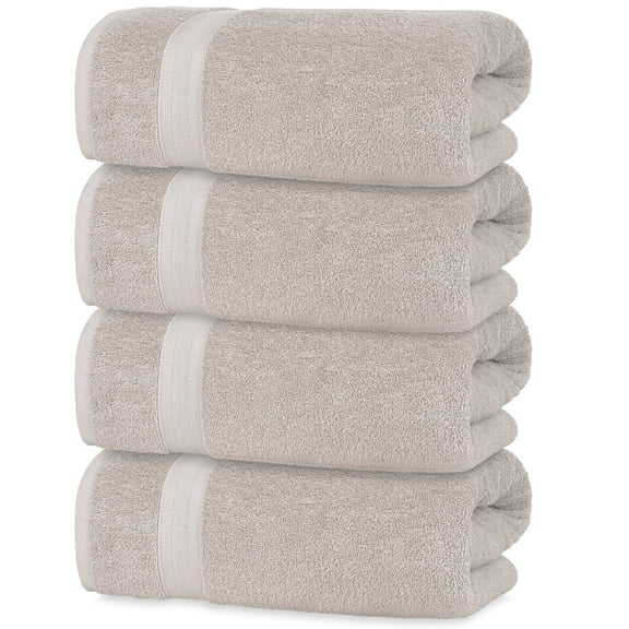 Ice Silver Bath Towels 27" x 54" Quick-Dry High Absorbent 100% Turkish Cotton Towel for Bathroom, Guests, Pool, Gym, Camp, Travel, College Dorm (Ice Silver, 4 Pack Bath Towel)