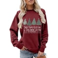 thumbnail image 2 of Clothing 2025 Delayuji Womens Oversized Sweatshirt Christmas Trees Sweatshirt Womens Funny Tree Camping Sweatshirt Casual Fall Pullover Tops Christmas Sweatshirt for Women Red Xxl, 2 of 4