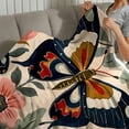 thumbnail image 4 of PRATYUS Butterfly Flower Vintage Flannel Blanket Soft Cozy Multi-Purpose 40x50in, 4 of 7