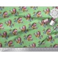 thumbnail image 3 of Soimoi Green Rayon Fabric Leaves,Floral & American Robin Bird Print Fabric by Yard 42 Inch Wide, 3 of 3