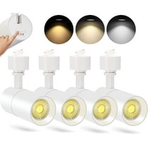 VANoopee 3-Color 10W H Track Lighting Heads Dimmable LED Track Light Heads Bright Rail Ceiling Spotlight Fixtures Accent Task, 3000K 4000K 5000K, Flicker Free CRI90  36° 1000lm, Matte White, Pack of 4