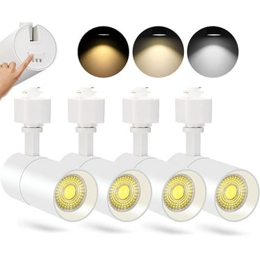 VANoopee 3-Color 10W H Track Lighting Heads Dimmable LED Track Light Heads Bright Rail Ceiling Spotlight Fixtures Accent Task, 3000K 4000K 5000K, Flicker Free CRI90  36° 1000lm, Matte White, Pack of 4
