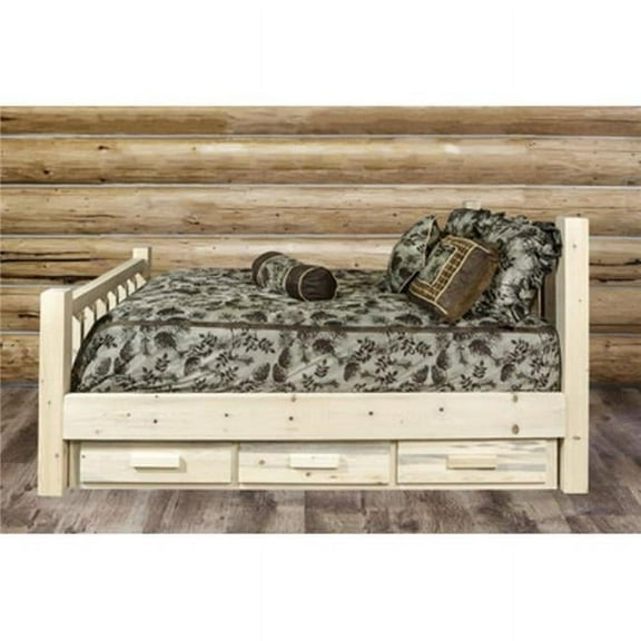 Montana Woodworks MWHCSBPTV Homestead Collection Twin Platform Bed with Storage, Clear Lacquer Finish