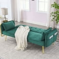 thumbnail image 3 of 72.5" Convertible Futon Sofa Bed with 2 Pillows, Velvet Sleeper Sofa with Adjustable Backrest, Upholstered Loveseat Sleeper Couch with Padded Cushions, for Living Room Bedroom Office, Green, 3 of 9
