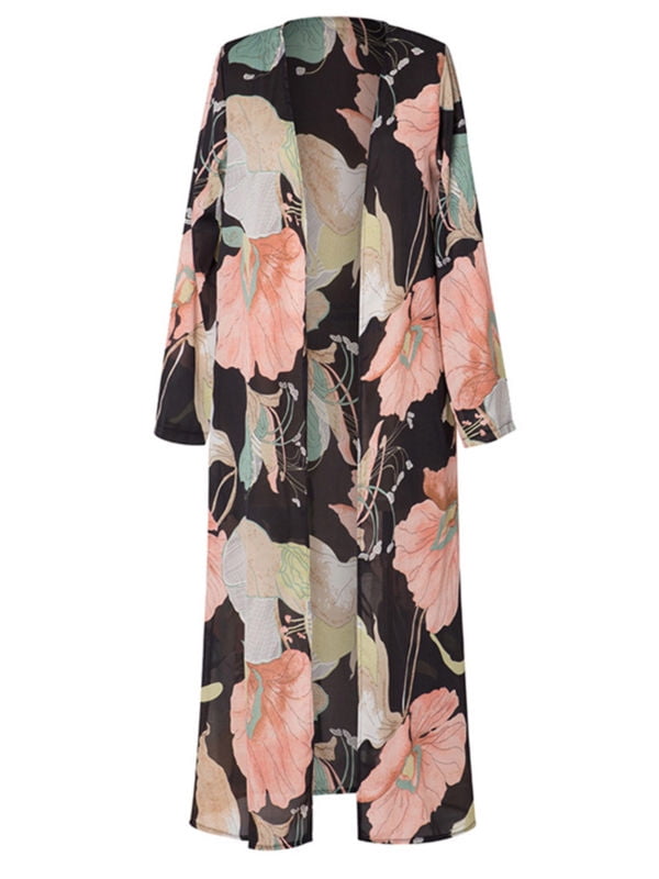 long floral cardigan duster